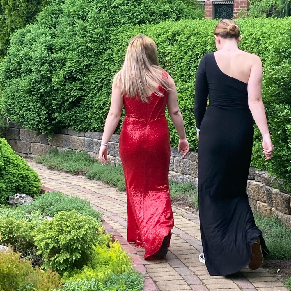 Red sparkle sequence dress